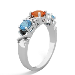 Fire Opal Hugs And Kisses 14K White Gold ring R5016