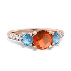 Fire Opal Pave Trellis 14K Rose Gold ring R5500