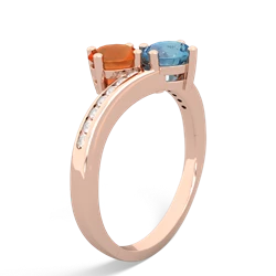 Fire Opal Channel Set Two Stone 14K Rose Gold ring R5303