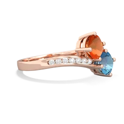 Fire Opal Channel Set Two Stone 14K Rose Gold ring R5303