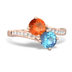 Fire Opal Channel Set Two Stone 14K Rose Gold ring R5303