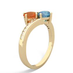 Fire Opal Channel Set Two Stone 14K Yellow Gold ring R5303