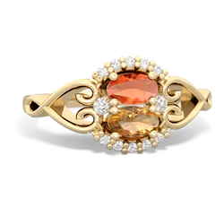 Fire Opal Love Nest 14K Yellow Gold ring R5860