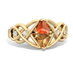 Fire Opal Keepsake Celtic Knot 14K Yellow Gold ring R5300