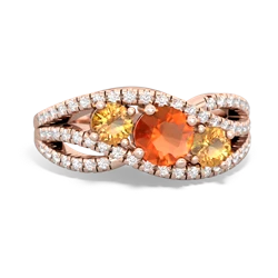 Fire Opal Three Stone Aurora 14K Rose Gold ring R3080