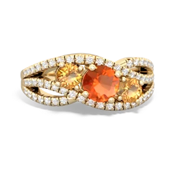 Fire Opal Three Stone Aurora 14K Yellow Gold ring R3080