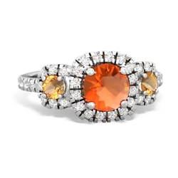 Fire Opal Regal Halo 14K White Gold ring R5350