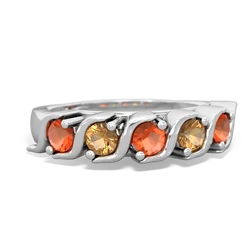 Fire Opal Anniversary Band 14K White Gold ring R2089