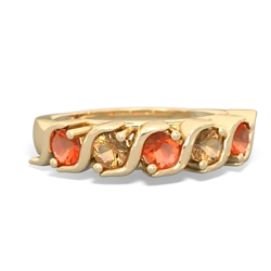 Fire Opal Anniversary Band 14K Yellow Gold ring R2089