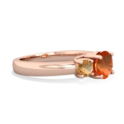 Fire Opal Three Stone Round Trellis 14K Rose Gold ring R4018