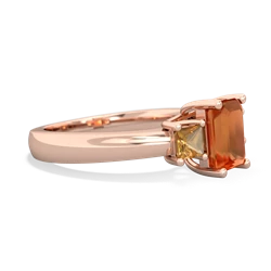 Fire Opal Three Stone Emerald-Cut Trellis 14K Rose Gold ring R4021