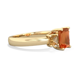 Fire Opal Three Stone Emerald-Cut Trellis 14K Yellow Gold ring R4021