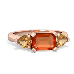 Fire Opal Three Stone 14K Rose Gold ring R5235