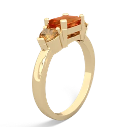 Fire Opal Three Stone 14K Yellow Gold ring R5235