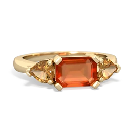 Fire Opal Three Stone 14K Yellow Gold ring R5235