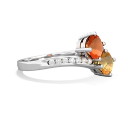 Fire Opal Channel Set Two Stone 14K White Gold ring R5303