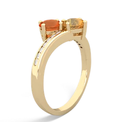 Fire Opal Channel Set Two Stone 14K Yellow Gold ring R5303