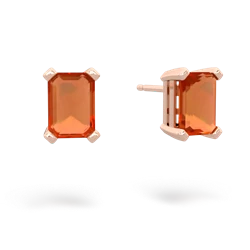 Fire Opal 7X5mm Emerald-Cut Stud 14K Rose Gold earrings E1856