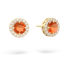 Fire Opal Halo 14K Yellow Gold earrings E5320