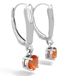 Fire Opal 5Mm Round Lever Back 14K White Gold earrings E2785