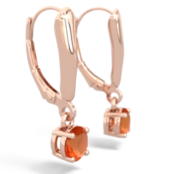 Fire Opal 5Mm Round Lever Back 14K Rose Gold earrings E2785