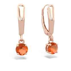 Fire Opal 5Mm Round Lever Back 14K Rose Gold earrings E2785