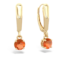 Fire Opal 5Mm Round Lever Back 14K Yellow Gold earrings E2785