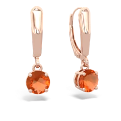 Fire Opal 6Mm  Round Lever Back 14K Rose Gold earrings E2786