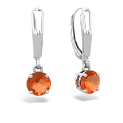 Fire Opal 6Mm  Round Lever Back 14K White Gold earrings E2786