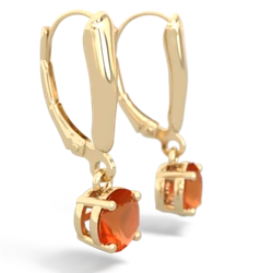 Fire Opal 6Mm  Round Lever Back 14K Yellow Gold earrings E2786
