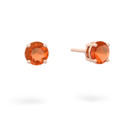 Fire Opal 5Mm Round Stud 14K Rose Gold earrings E1785