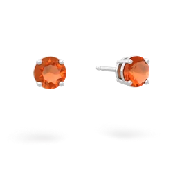 Fire Opal 5Mm Round Stud 14K White Gold earrings E1785