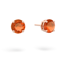 Fire Opal 6Mm Round Stud 14K Rose Gold earrings E1786