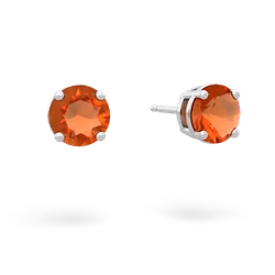 Fire Opal 6Mm Round Stud 14K White Gold earrings E1786