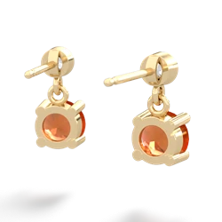 Fire Opal Diamond Drop 6Mm Round 14K Yellow Gold earrings E1986