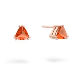 Fire Opal 5Mm Trillion Stud 14K Rose Gold earrings E1858