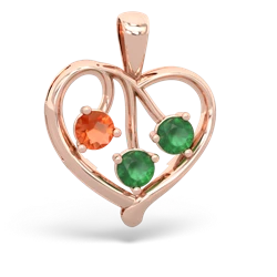 Fire Opal Glowing Heart 14K Rose Gold pendant P2233