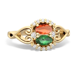 Fire Opal Love Nest 14K Yellow Gold ring R5860