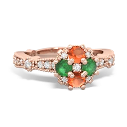 Fire Opal Sparkling Tiara Cluster 14K Rose Gold ring R26293RD