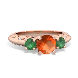 Fire Opal Art Deco Eternal Embrace Engagement 14K Rose Gold ring C2003