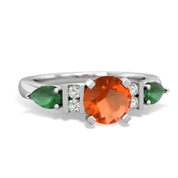 Fire Opal 6Mm Round Eternal Embrace Engagement 14K White Gold ring R2005