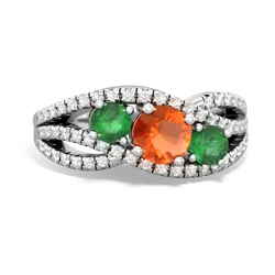 Fire Opal Three Stone Aurora 14K White Gold ring R3080