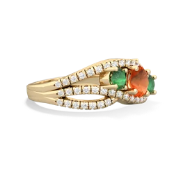 Fire Opal Three Stone Aurora 14K Yellow Gold ring R3080