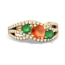 Fire Opal Three Stone Aurora 14K Yellow Gold ring R3080