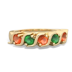 Fire Opal Anniversary Band 14K Yellow Gold ring R2089