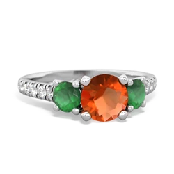 Fire Opal Pave Trellis 14K White Gold ring R5500