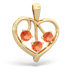 Fire Opal Glowing Heart 14K Yellow Gold pendant P2233