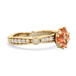 Fire Opal Sparkling Tiara Cluster 14K Yellow Gold ring R26293RD