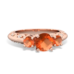 Fire Opal Art Deco Eternal Embrace Engagement 14K Rose Gold ring C2003