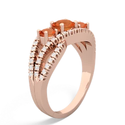 Smoky Quartz Three Stone Aurora 14K Rose Gold ring R3080